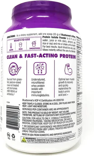 Vista 13 de Bluebonnet Nutrition Whey Protein Aislado en polvo, suero de vacas alimentadas con hierba, 0.92 oz de proteína, sin azúcar añadido, sin OMG, sin