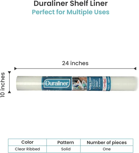 Vista 2 de Con-Tact Brand Duraliner - Forro para estantes, forro no adhesivo y multiuso para cajones, hecho de vinilo, forro impermeable, 24" x 10', acanalado