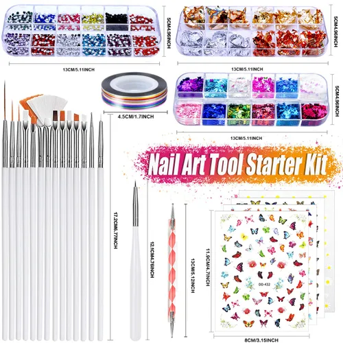 Vista 2 de Kit de arte de uñas de 37 piezas, herramientas de diseño de uñas