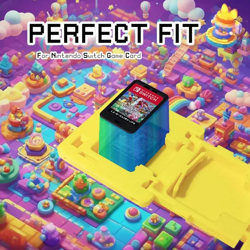 Vista 2 de Game Card Holder for Nintendo Switch 13-Slot Cartridge Case, 3D Printed Retro Question Mark Style, Fits All 1st & 2nd Gen Game Cards, Yellow