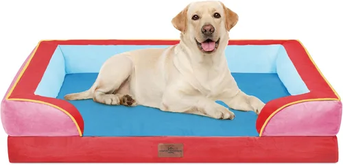 Vista 157 de Comfort Expression Cama ortopédica para perros extra grandes de 45 x 35 pulgadas, cama para mascotas XL de espuma tipo caja de huevos impermeable