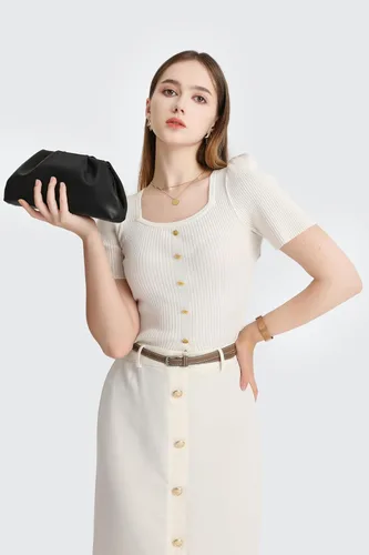 Vista 3 de Bolsos de mano de cuero PU suave para mujer Bolso de noche elegante y lujoso formal