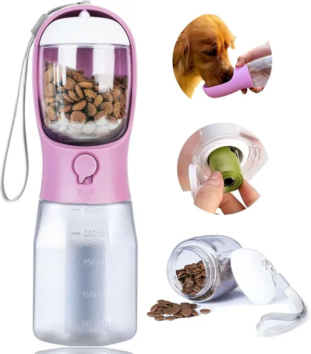 Vista 19 de Botella de agua para perros con contenedor de alimentos, dispensador de agua portátil para perros para mascotas para caminar al aire libre