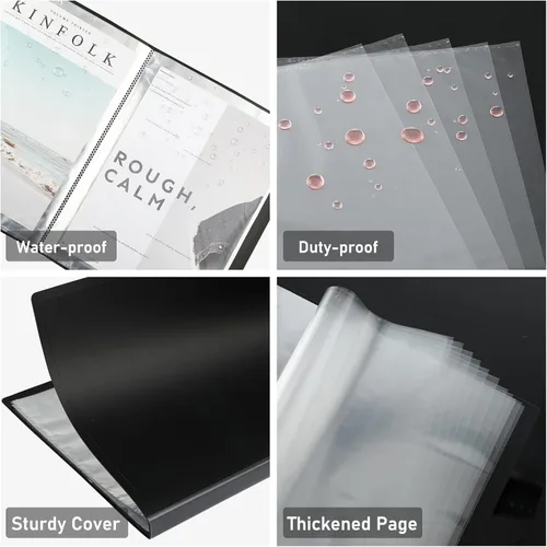 Vista 4 de Carpeta de 15 piezas con fundas de plástico, 30 bolsillos, 60 páginas, libro de presentación de 11 x 8.5 pulgadas, carpetas de presentación