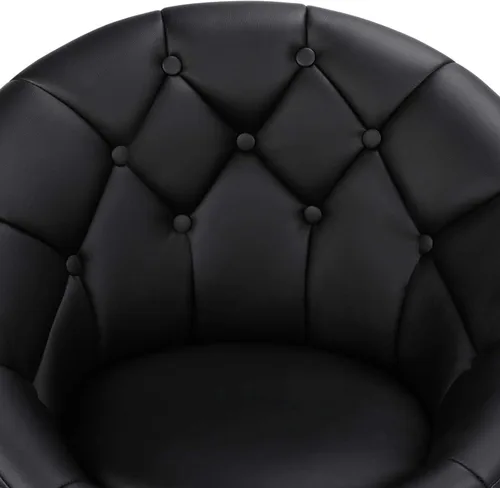 Vista 6 de Yaheetech Silla contemporánea con respaldo tapizado redondo, altura ajustable, giratoria, moderna, para tocador, negra