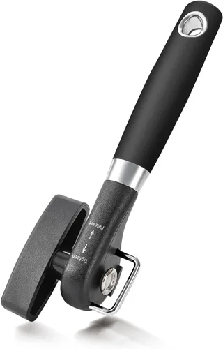 Vista 7 de Abrelatas manual de corte lateral seguro con hoja afilada duradera, corte de borde suave, perilla grande sin esfuerzo, mango de agarre cómodo, negro