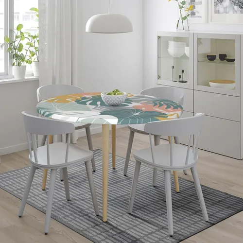 Vista 7 de Mantel de hojas de palma tropical, borde elástico, redondo, ajustable, impermeable, para interiores y exteriores, comedor, mesa de 45 a 50 pulgadas