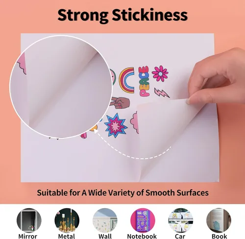 Vista 5 de HTVRONT - Vinilo imprimible para impresoras de inyección de tinta y láser - 10 hojas de papel adhesivo de vinilo imprimible blanco brillante. El