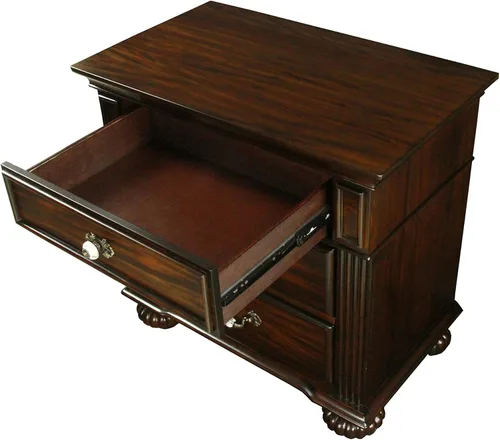 Vista 4 de Furniture of America Malierd d - Juego de cama tradicional de 3 piezas con 2 mesitas de noche, King, nogal oscuro Marrón oscuro