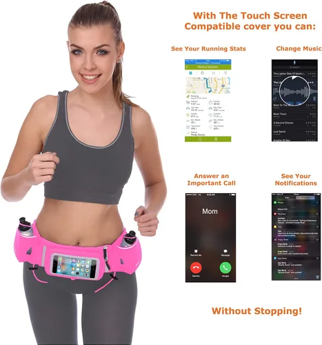 Vista 6 de Runtasty - Cinturón de hidratación No. 1 - Cinturón de combustible de alta calidad para correr con 2 botellas de agua de 10 onzas sin BPA, bolsillo