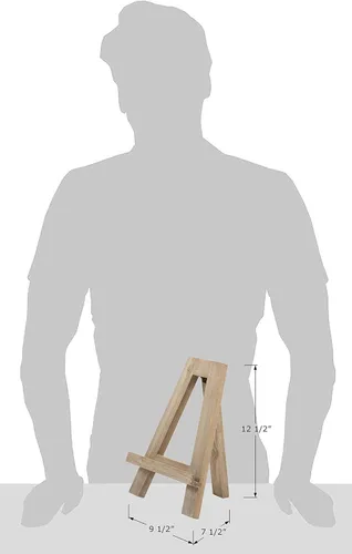 Vista 5 de Red Co. Trípode de mesa de madera natural de 12.5 pulgadas de alto con marco en A y soporte de arte, color marrón envejecido