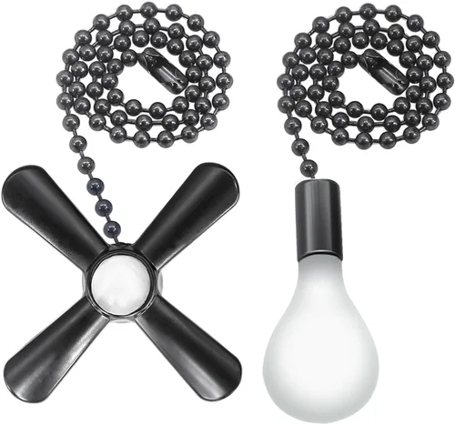 Vista 6 de Black Ceiling Fan Pull Chain Set, 2Pack 3mm Diameter Beaded Fluorescent Decorative Pendant Extension, 12in Lighting & Fan Chain Extender with