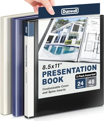 Dunwell – Carpeta de presentación de 24 bolsillos, muestra 48 páginas, carpeta de portafolio de 8.5 x 11 pulgadas con fundas de plástico,