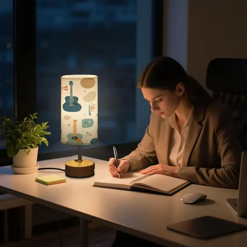 Vista 7 de Music Retro Dimmable Bedside Touch Lamps with Charging Ports for Living Room Bedroom Nightstand Office Desk, Light Bulb Included