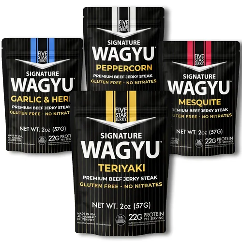 Vista 11 de Five Star Wagyu - Variedad de carne seca de res, suave y tierna para derretir la boca, galardonada merienda premium, sin ingredientes artificiales