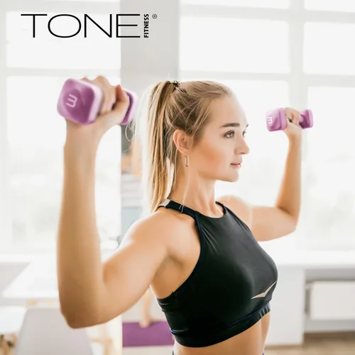 Vista 7 de Tone Fitness Pares de Mancuernas de Pesas de Neopreno con Cabeza Cuadrada Antirrodamiento Múltiples Opciones
