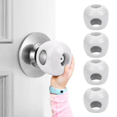 Paquete de 4 fundas para pomos de puerta de seguridad para bebés, paquete de 4 protectores de manija de puerta a prueba de niños, ajuste universal,