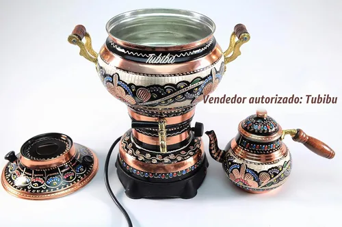 Vista 3 de Juego de tetera Samovar de cobre accionado eléctricamenteHecho a mano Samovar de cobre real (220 v)