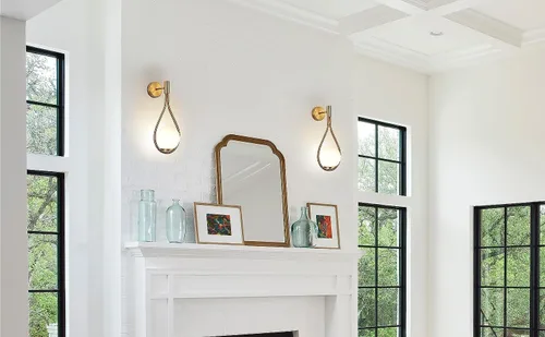 Vista 4 de Paquete de apliques de pared/luces de pared, no cableadas de latón dorado, lámparas de pared de globo de vidrio blanco, lámpara inalámbrica