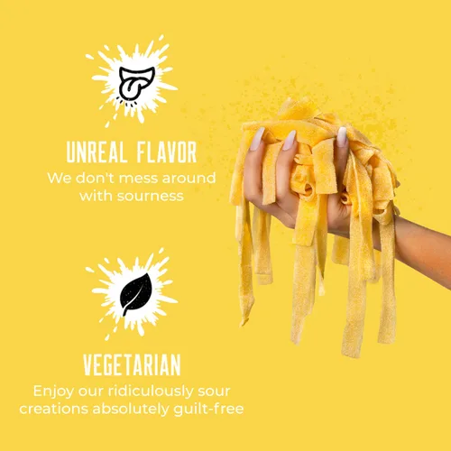 Vista 3 de SOUR STRIPS Dulces tropicales con sabor a mango Deliciosamente Chewy Belts - Caramelos vegetarianos, 12 por paquete, 2