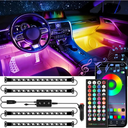 Vista 12 de LivTee - Luces interiores LED RGB inteligentes, diseño de 2 líneas con puerto USB, control de aplicación, modo de música, 2 líneas de diseño