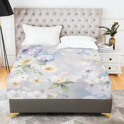 Vista 11 de YIYEA Sábana Bajera con Flores, Sábana Bajera de Bolsillo Profundo de Microfibra Cepillada Doble Premium Tamaño Individual, Sábana Bajera Inferior