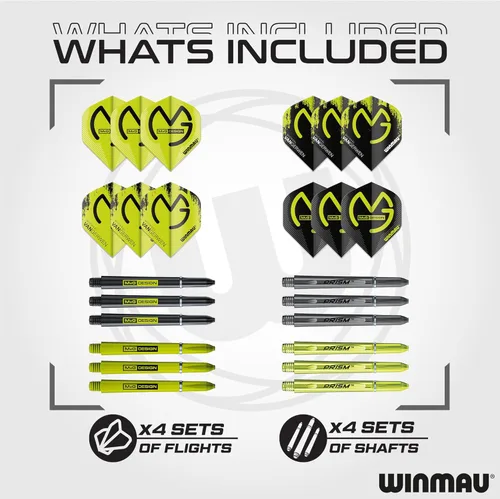 Vista 3 de WINMAU Darts Set Michael Van Gerwen MvG Steeltip or Soft Tip Gift Case - 50 Piece Dart Set 90% Tungsten Darts 4 x Shafts 4 x Flights