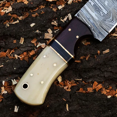 Vista 4 de TAC KNIVES Cuchillo de acero de Damasco hecho a mano personalizado - Hermoso Camping, cuchillo de supervivencia para hombres - Cuchillo EDC