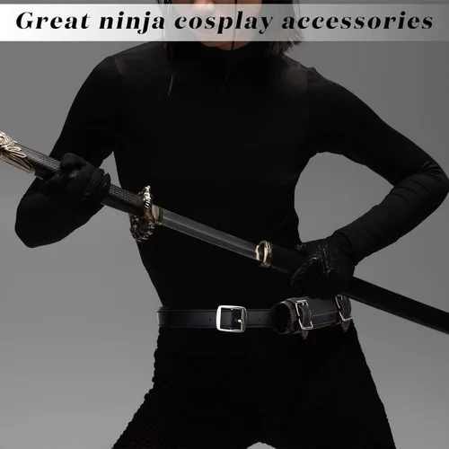Vista 5 de 2 piezas Katana espada soporte de cuero funda cinturón de vaina – Funda ajustable de dos hebillas
