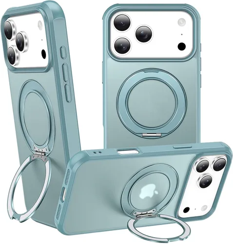 Vista 75 de Anillo giratorio magnético de 360° para iPhone 15 Plus, soporte de metal integrado y soporte de anillo, compatible con Magsafe, protección de grado