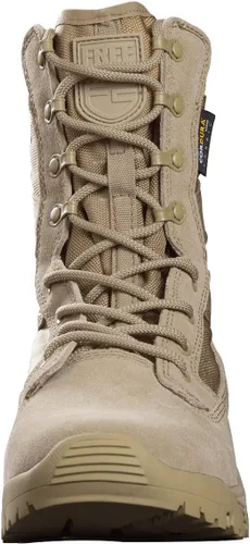 Vista 2 de FREE SOLDIER Botas tácticas para hombre de 8 pulgadas, ligeras, botas de combate duraderas, botas de trabajo militares de gamuza duradera, botas