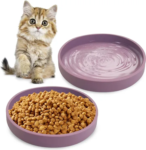 Vista 27 de Tazón de silicona poco profundo para perros, tazones de comida para gatos de 7 pulgadas, platos planos para cachorros, lindos platos para fatiga