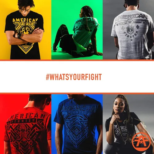 Vista 5 de American Fighter Camisetas de textura para hombre con aplicación de lámina y tinta de alta densidad