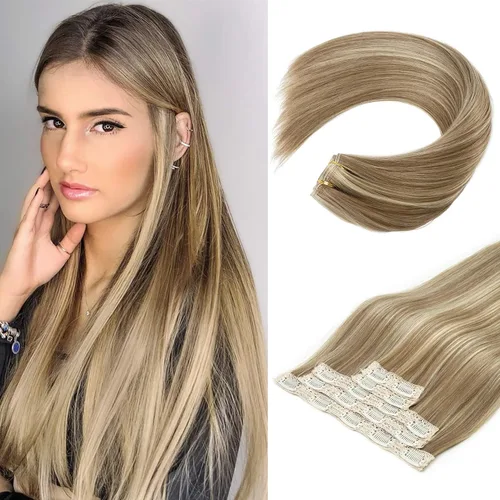 Vista 8 de REECHO Extensiones de cabello con pinzas, extensiones de cabello grueso y largo, extensiones de cabello sintético ligero para mujer, 24 pulgadas a