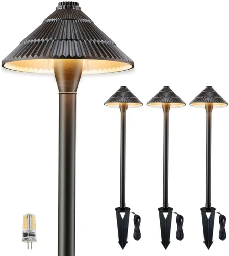 Vista 28 de Gardenreet Luces de camino de bajo voltaje de latón, luces LED de camino de paisaje, luces de patio al aire libre impermeables IP65, 12 V con cable
