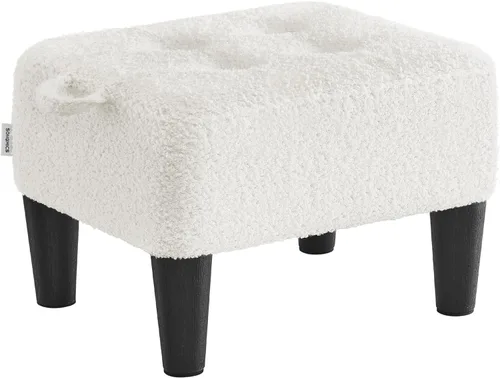 Vista 8 de SONGMICS Taburete para pies con patas, Otomán Taburete Pequeño, Asiento de Terciopelo con Cojín Grueso, para Sala de Estar, Dormitorio, Entrada