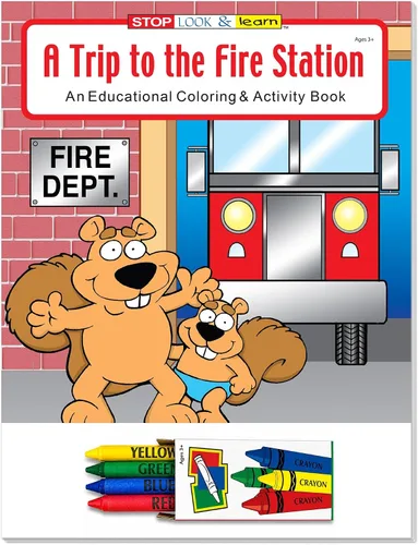 ZOCO Libros para colorear de visita a la estación de bomberos (paquete de 25 unidades, con lápices de colores) - Libro de actividades educativas Con