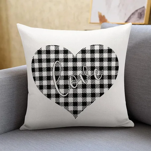 Vista 19 de Funda de cojín de corazón de amor, funda de almohada decorativa de lino con cremallera cuadrada para sofá, cama, automóvil, sala de estar, 16 x 16