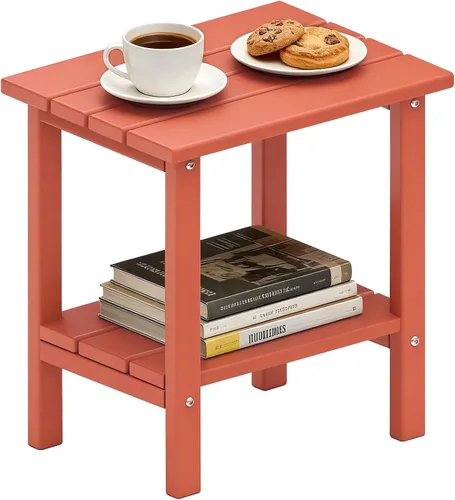 Vista 11 de OTSUN Double Layer Outdoor Side Tables, HDPE Weather Resistant Square Bedroom Living Room Small Table Nightstands Suitable for Sofa Couch Dining
