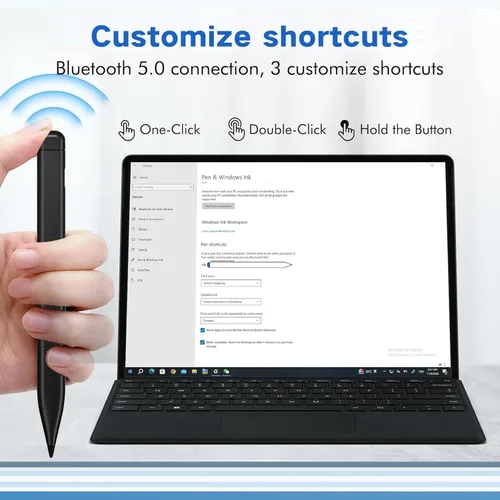 Vista 9 de Lápiz capacitivo para Microsoft Surface, JvKzaen Lápiz delgado para Surface con 4096 niveles de presión, batería de larga duración de 66H, carga