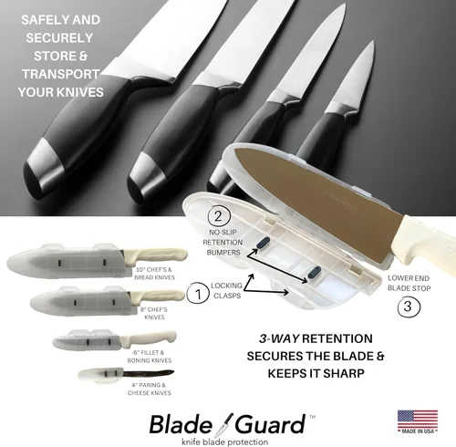 Vista 5 de Protector de hoja de cuchillo fabricado en Estados Unidos, almacenamiento y transporte seguros para cuchillos de cocina, apto para lavavajillas