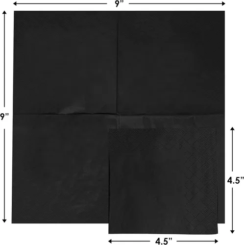 Vista 3 de Paquete de 500 servilletas de cóctel de papel – Servilletas de 3 capas negras de calidad – Servilletas de restaurante, evento y bar – Servilletas