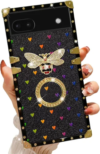 Vista 50 de nancheng for Google Pixel 6 Case for Girls Women Stylish Luxury Bees Design Case with Ring Stand Holder + Strap Lanyard Shockproof Protection Cover