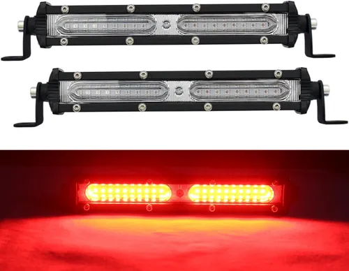 Vista 7 de STDYSUN - Barra de luces LED antiniebla de conducción todoterreno ultra delgada de una sola fila, 2 piezas de 17.8 cm, impermeables, luces