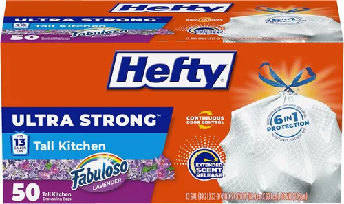 Hefty Bolsas de basura ultra fuertes de 13 galones, bolsas de basura altas para cocina de 13 galones, resistentes a fugas, pinchazos y rasgaduras,