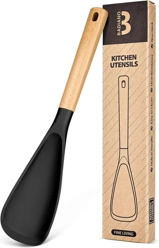 Vista 10 de Cuchara de cocina para utensilios de cocina antiadherentes, ideal para cocinar y servir silicona mate resistente sin BPA, cuchara con mango de Verde