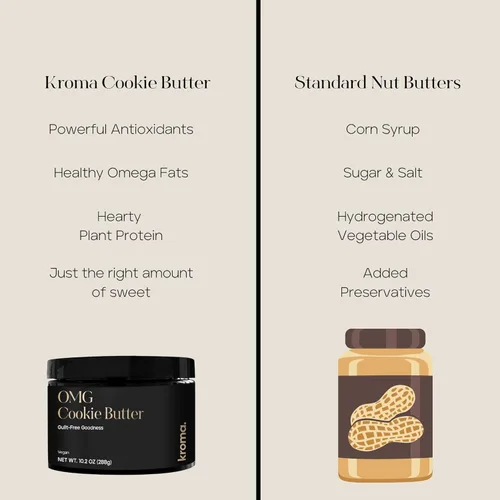 Vista 5 de KROMA. OMG - Mantequilla de galletas, aperitivos veganos sin gluten, mantequilla de nuez para untar hecha con almendras crudas, mantequilla de coco