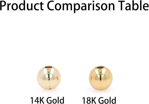 Vista 8 de 500 piezas cuentas redondas de oro de 14K, cuentas duraderas que no se desvanecen fácilmente, cuentas espaciadoras sin costuras, cuentas sueltas