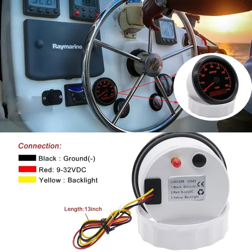 Vista 3 de Geloo Velocímetro de 85 mm para embarcaciones, velocímetro digital GPS 0-80 MPH, impermeable, 9-32 V, tacómetro, voltímetro, indicadores LCD con 7