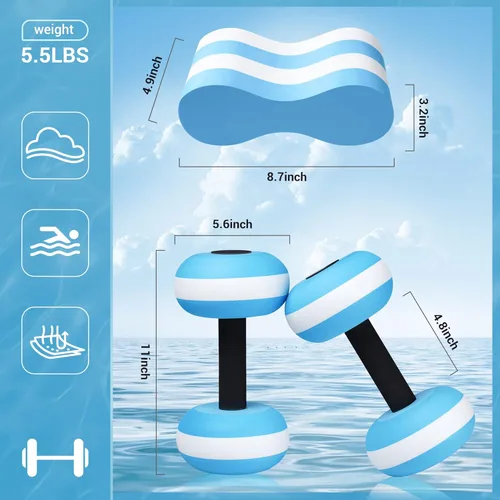Vista 5 de WGOS Mancuernas ovaladas para ejercicio acuático mancuernas de espuma aeróbica acuática resistencia a la piscina para deportes acuáticos